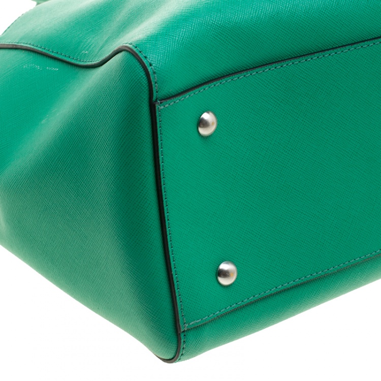 Pre Owned MCM Green Leather Convertible Tote