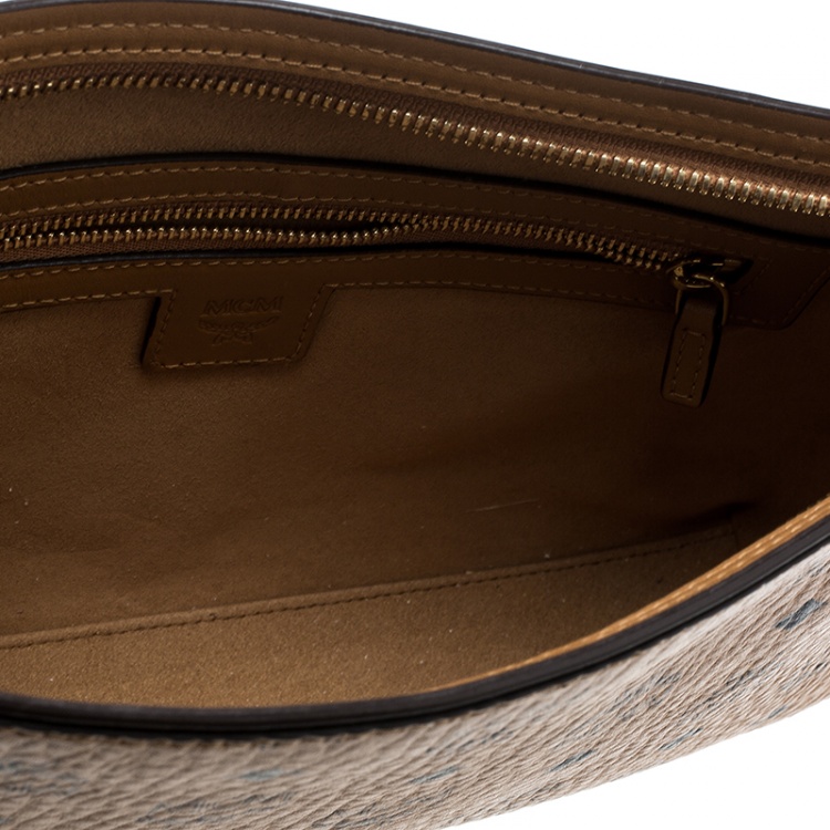 مملوكة مسبقًا MCM Cognac Visetos Coated Canvas Crossbody Bag