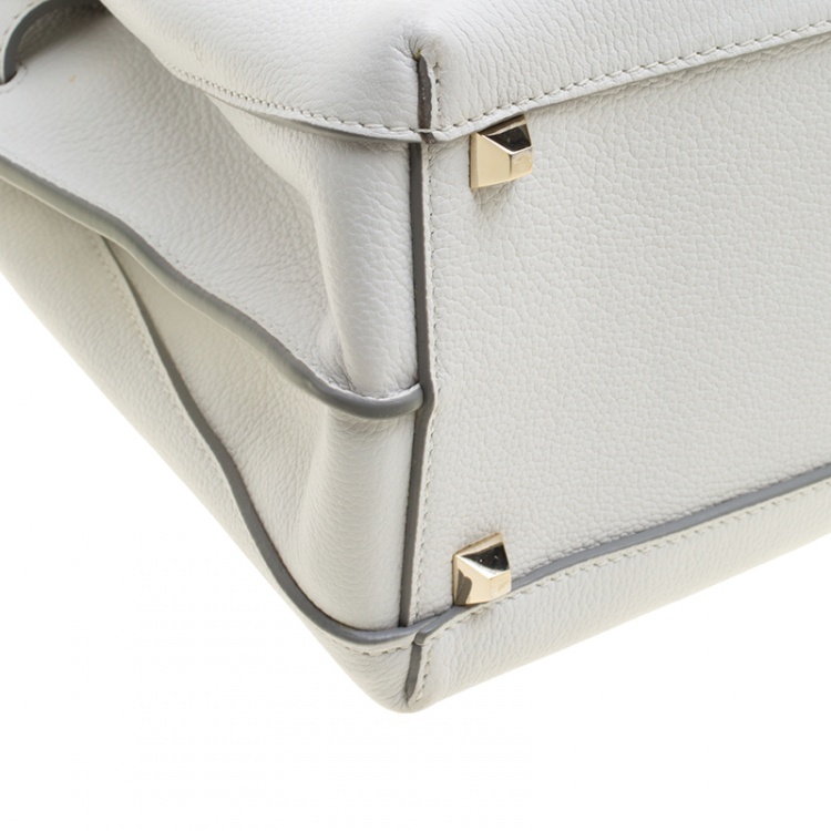 Pre Owned MCM White Leather Medium Milla Satchel