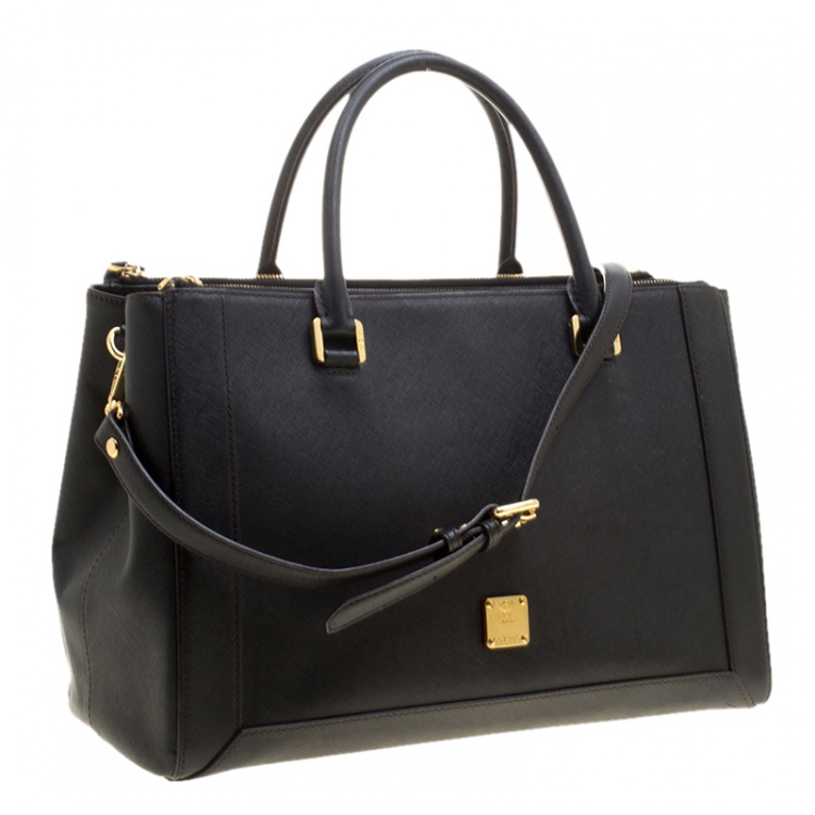 Pre Owned MCM Black Saffiano Leather Large Nuovo Tote