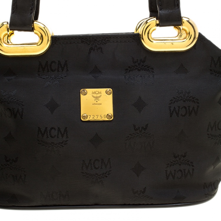 Pre Owned MCM Black Visetos Nylon Tote