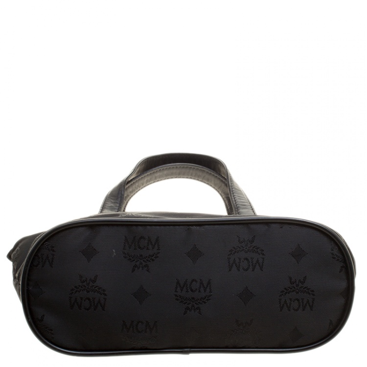 Pre Owned MCM Black Visetos Nylon Tote