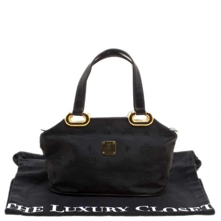 Pre Owned MCM Black Visetos Nylon Tote