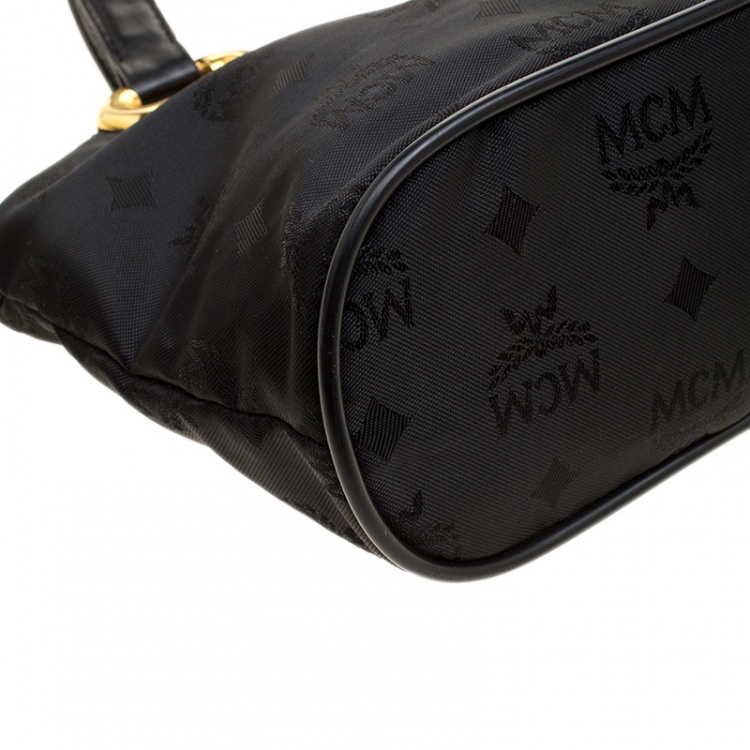 Pre Owned MCM Black Visetos Nylon Tote