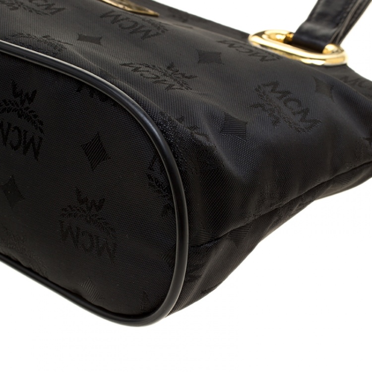 Pre Owned MCM Black Visetos Nylon Tote