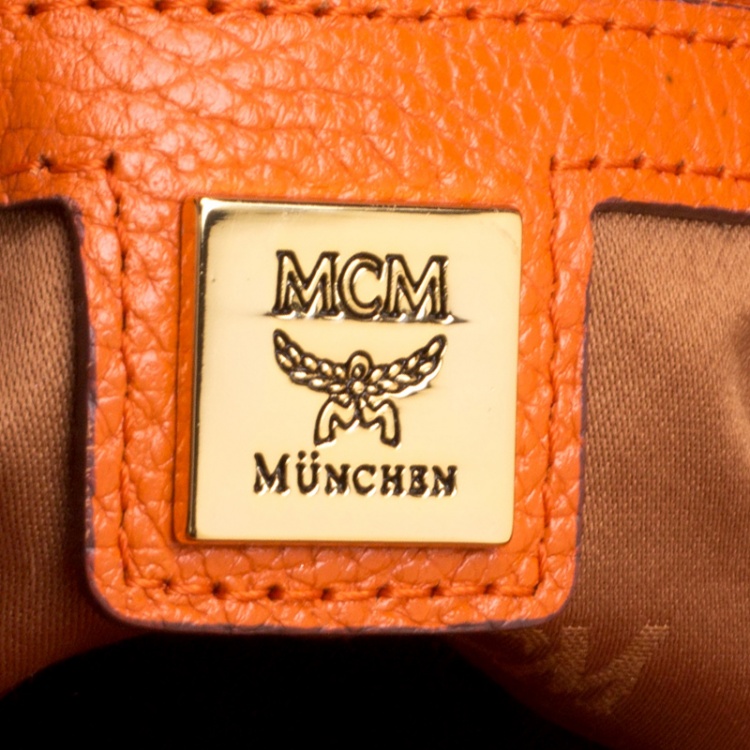 Pre Owned MCM Orange Leather Shoulder Bag