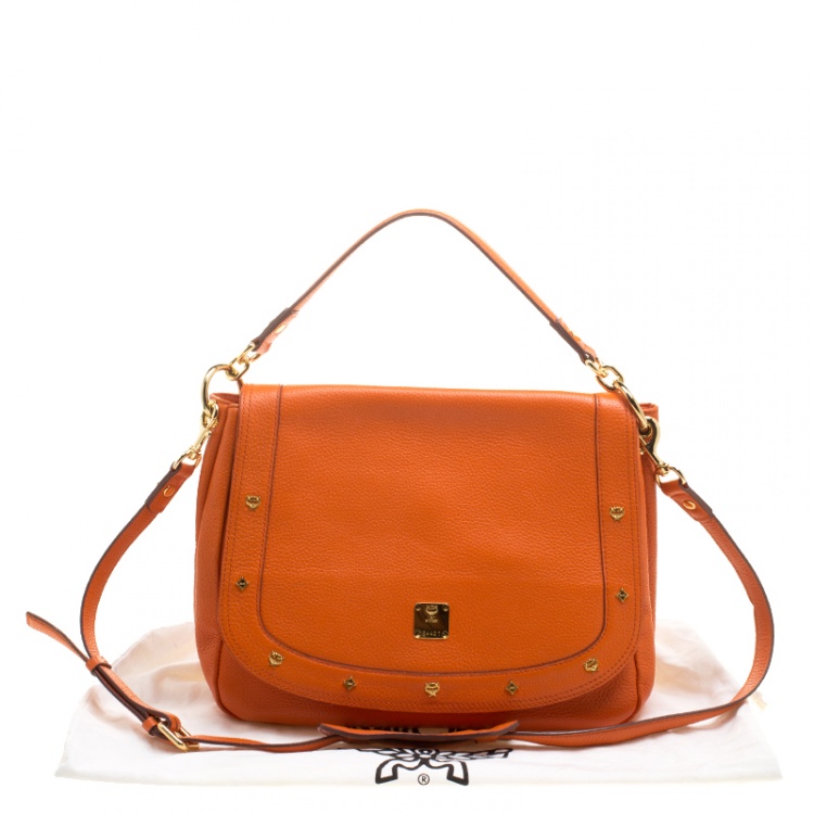 Pre Owned MCM Orange Leather Shoulder Bag