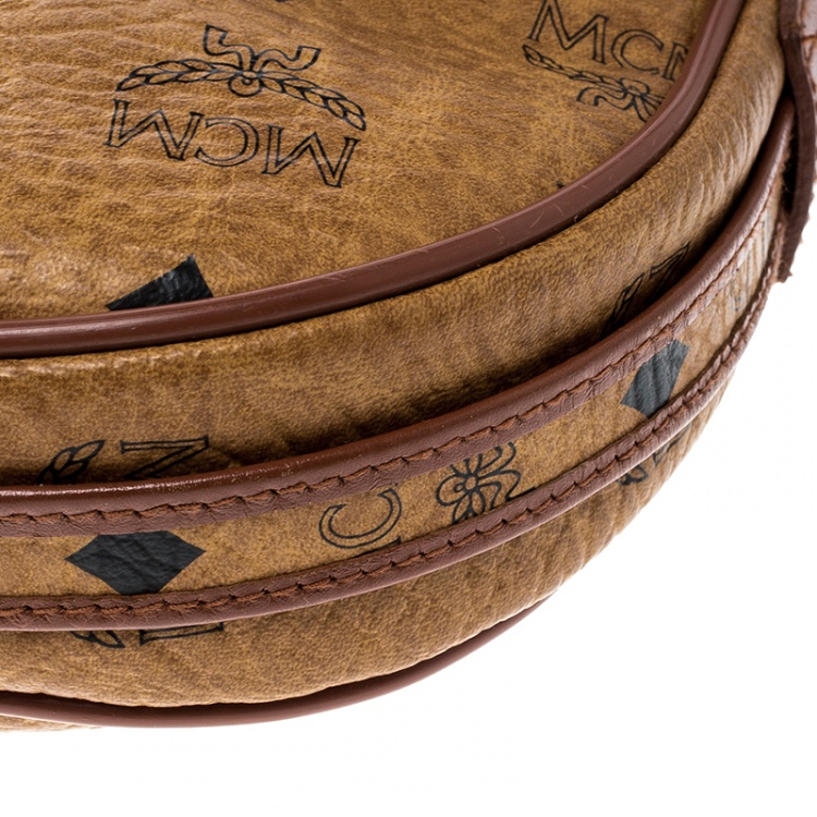 Pre Owned MCM Cognac Visetos Coated Canvas Crossbody Bag