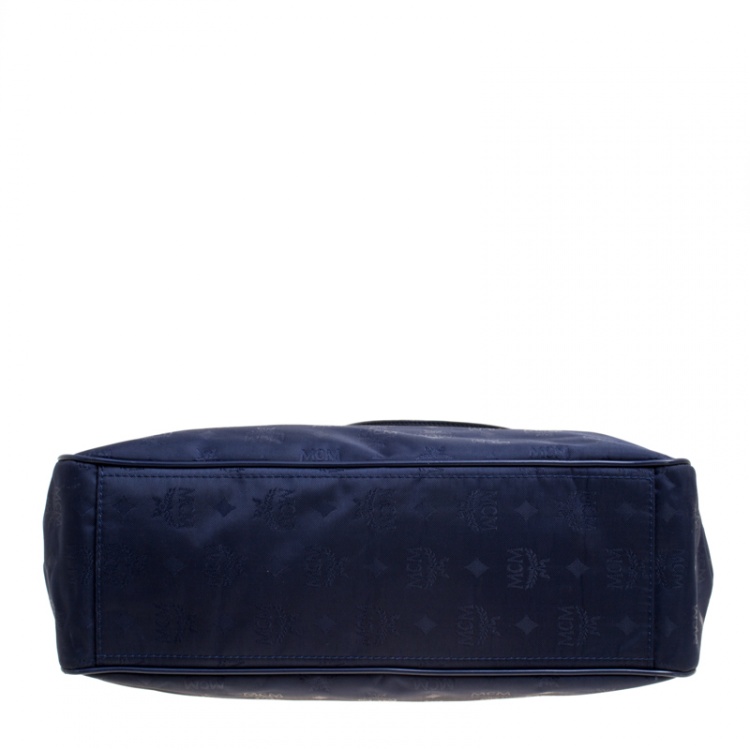 Pre Owned MCM Dark Blue Nylon Visetos Chain Tote