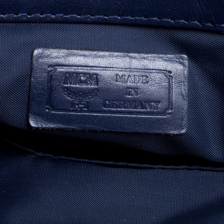 Pre Owned MCM Dark Blue Nylon Visetos Chain Tote