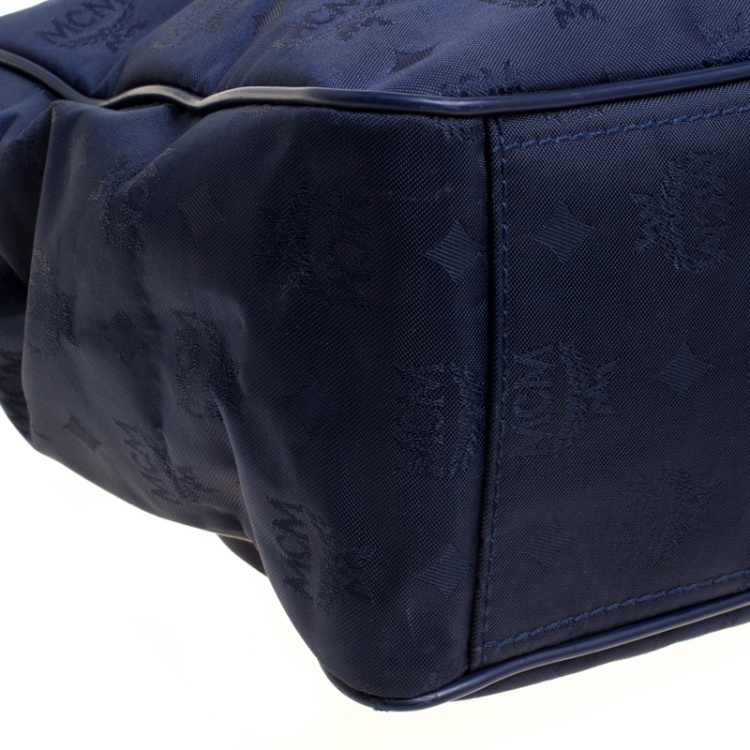 Pre Owned MCM Dark Blue Nylon Visetos Chain Tote