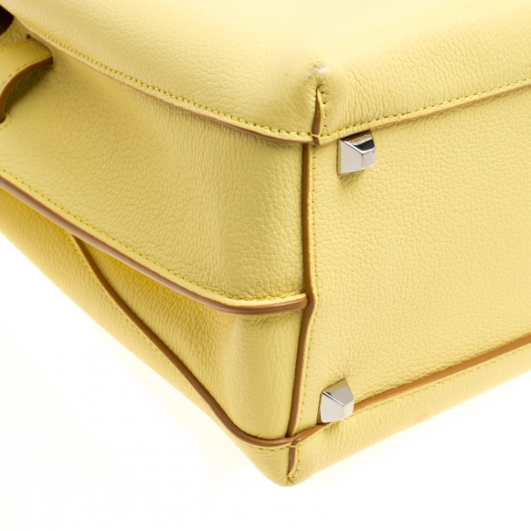 Pre Owned MCM Yellow Leather Medium Milla Top Handle Bag