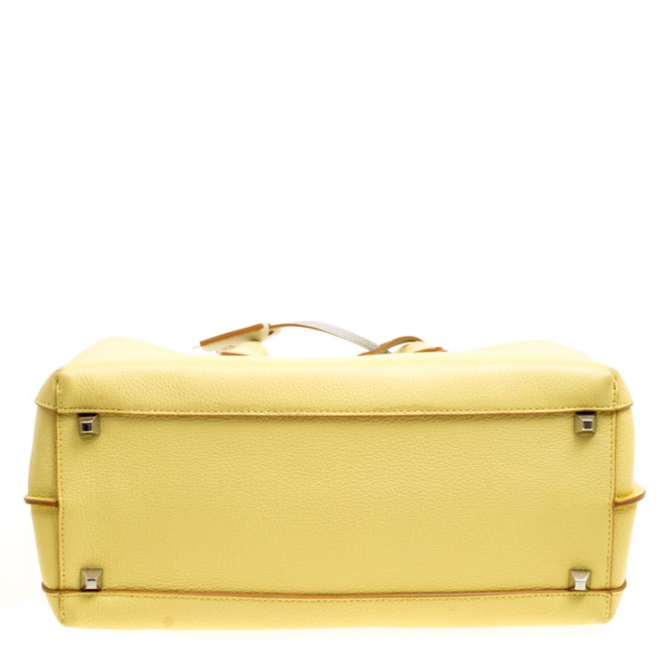 Pre Owned MCM Yellow Leather Medium Milla Top Handle Bag