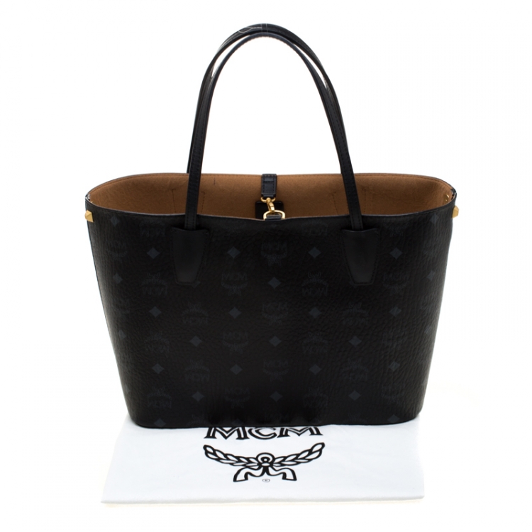 Pre Owned MCM Black Visetos Leather Tote