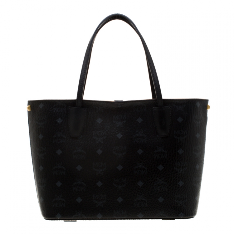 Pre Owned MCM Black Visetos Leather Tote