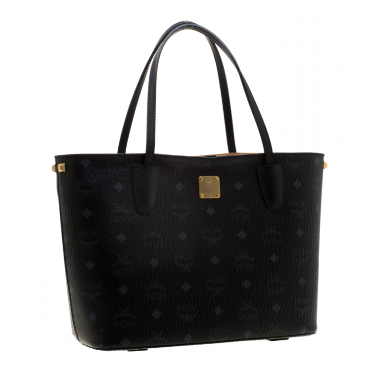 Pre Owned MCM Black Visetos Leather Tote