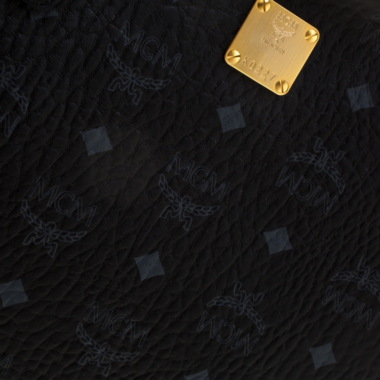 Pre Owned MCM Black Visetos Leather Tote