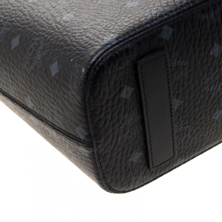 Pre Owned MCM Black Visetos Leather Tote
