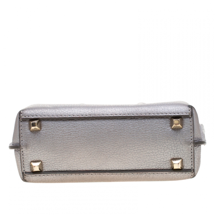 Pre Owned MCM Silver Leather X Mini Milla Crossbody Bag