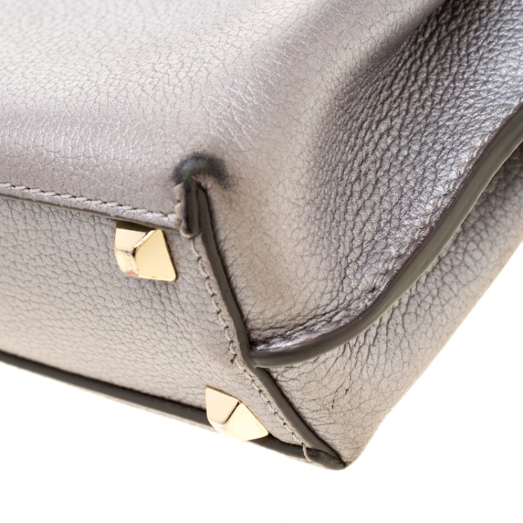 Pre Owned MCM Silver Leather X Mini Milla Crossbody Bag