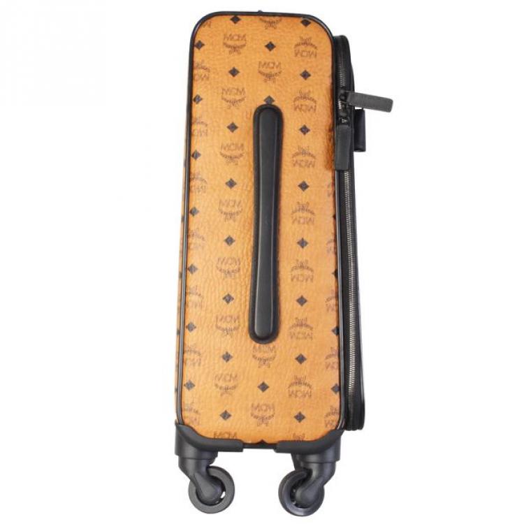 Pre Owned MCM Cognac Visetos Coated Canvas Traveler Cabin Trolley 