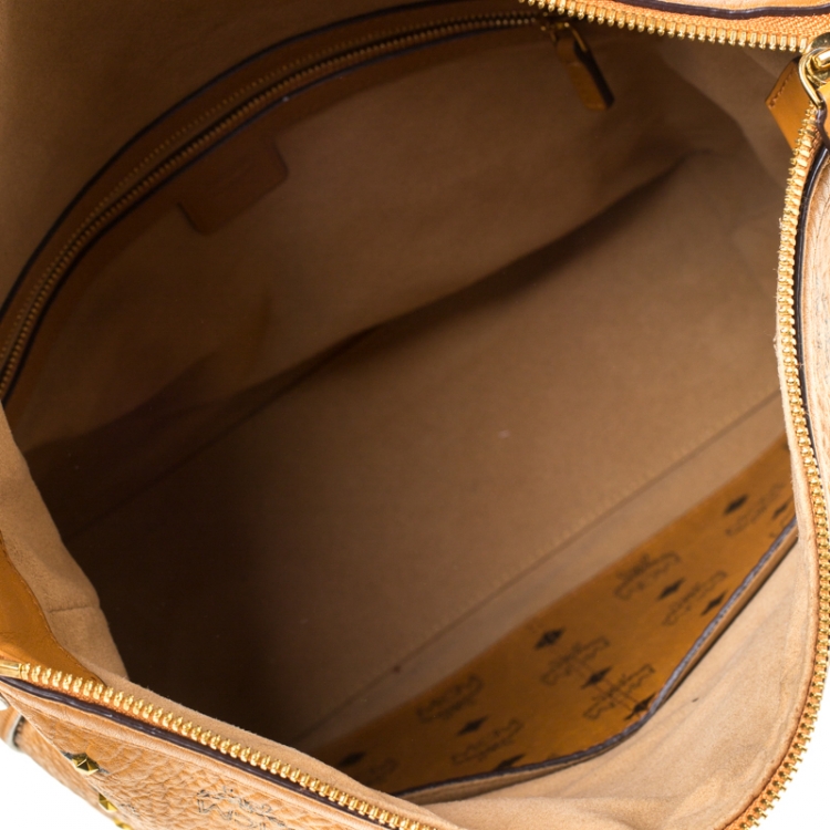 Pre Owned MCM Cognac Visetos Coated Canvas and Leather Crossbody Bag