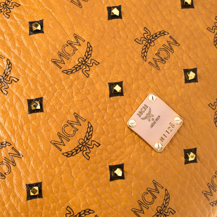 Pre Owned MCM Cognac Visetos Coated Canvas and Leather Crossbody Bag
