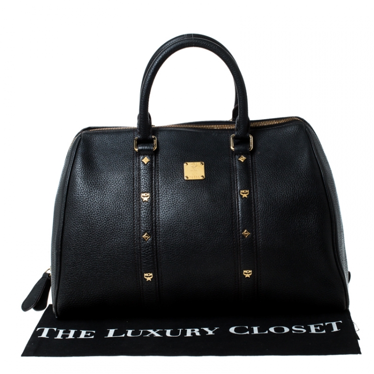 Pre Owned MCM Black Leather Bowler Bag
