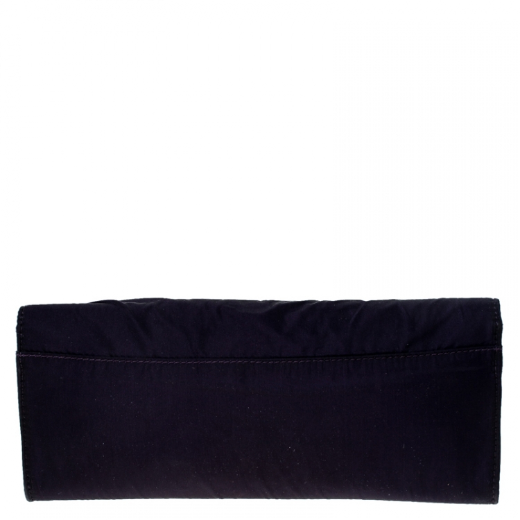 Pre Owned MCM Purple Satin Flap Clutch