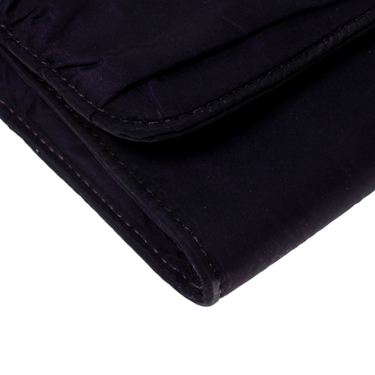Pre Owned MCM Purple Satin Flap Clutch