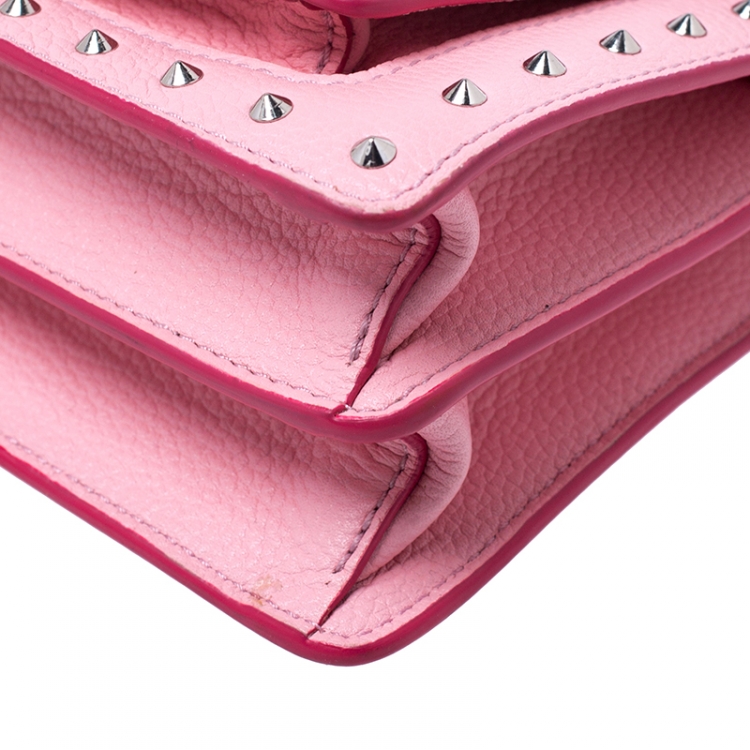 Pre Owned MCM Pink Leather Small Studded Patricia Crossbody