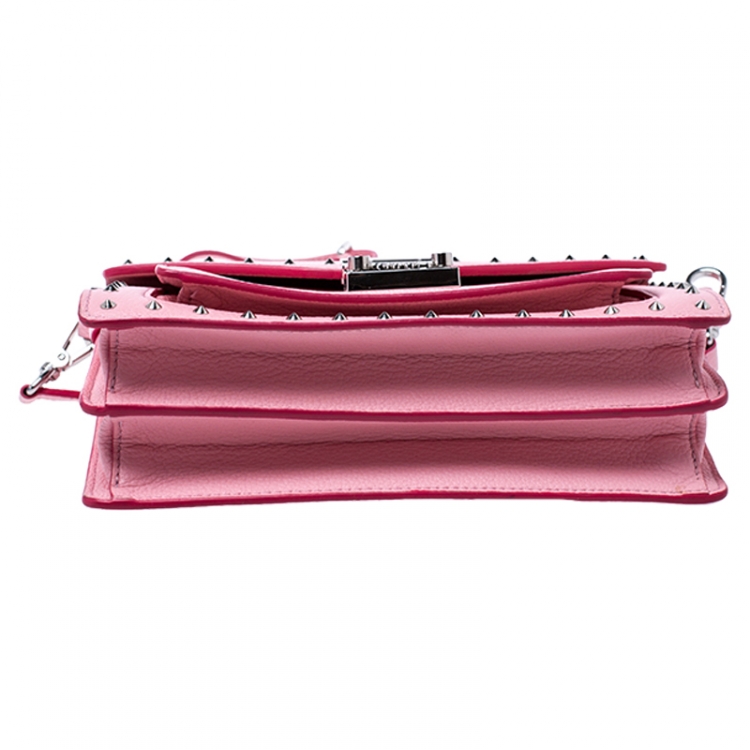 Pre Owned MCM Pink Leather Small Studded Patricia Crossbody