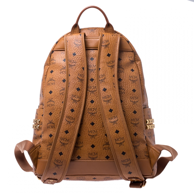 Pre Owned MCM Cognac Visetos Leather Large Stark Backpack