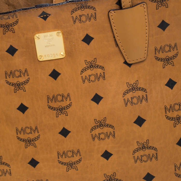 Pre Owned MCM Cognac Visetos Coated Canvas Tote