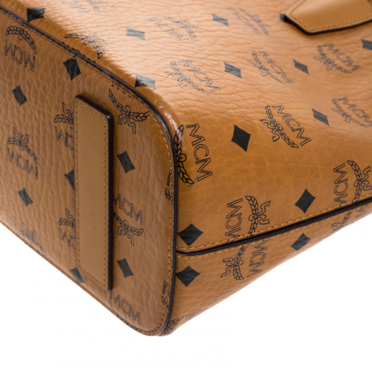 Pre Owned MCM Cognac Visetos Coated Canvas Tote