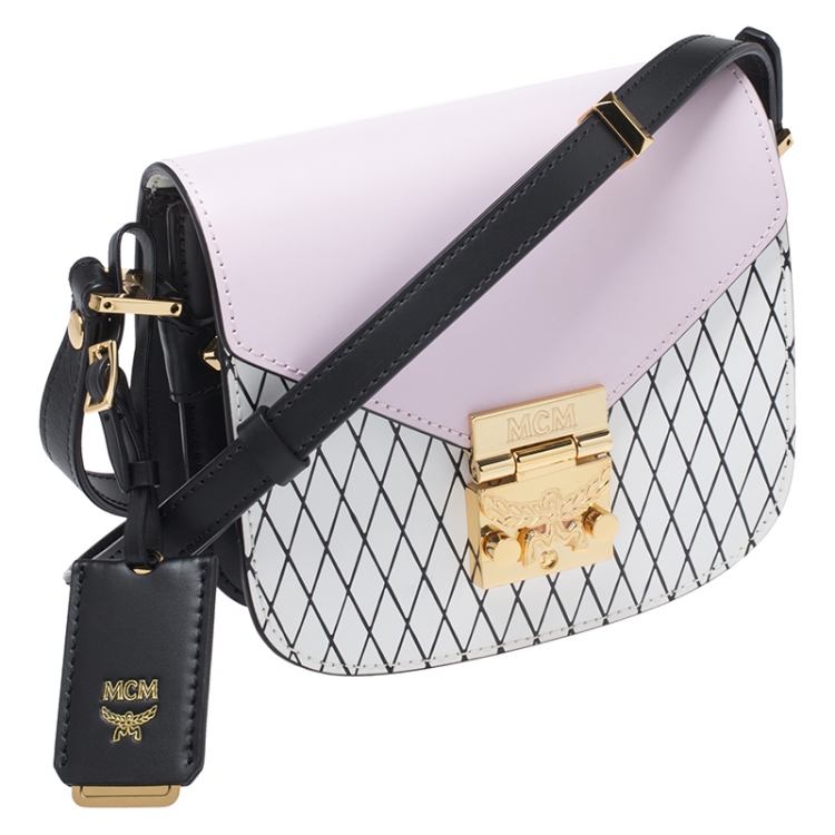 Pre Owned MCM Tri Color Leather Patricia Rombi Crossbody Bag