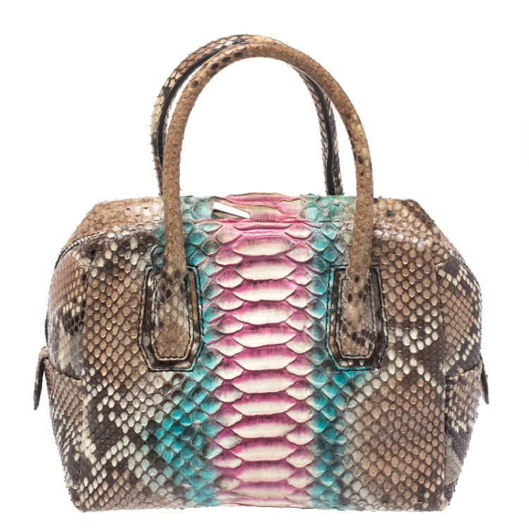 Pre Owned MCM Multicolor Python Boston Satchel