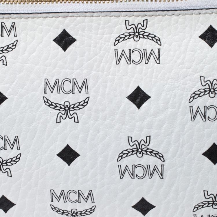 Mcm White Visetos Coated Canvas Crossbody Bag Mcm Tlc