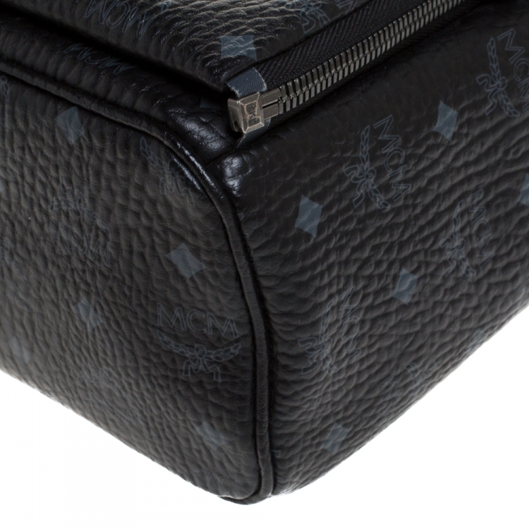 Pre Owned MCM Black Visetos Coated Canvas Medium Studs Stark Backpack