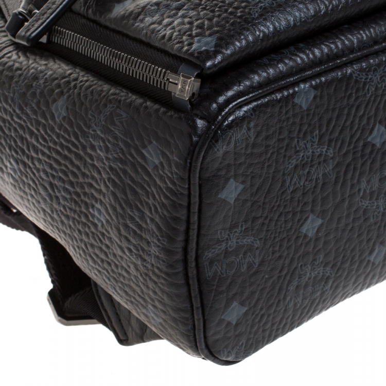 Pre Owned MCM Black Visetos Coated Canvas Medium Studs Stark Backpack