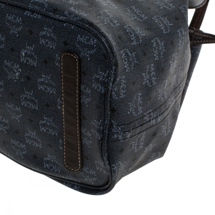 Pre Owned MCM Dark Grey/Brown Coated Canvas Reversible Shopper Tote 