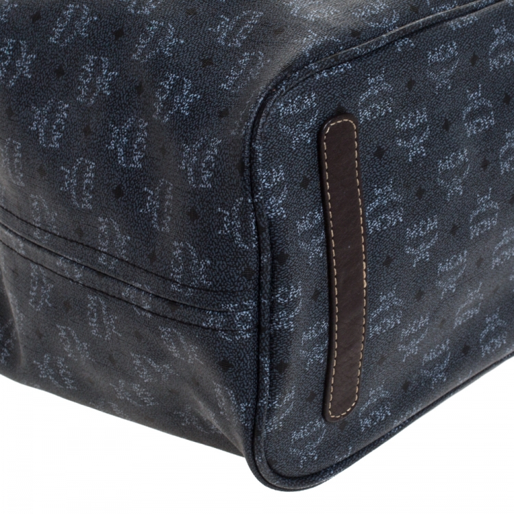 Pre Owned MCM Dark Grey/Brown Coated Canvas Reversible Shopper Tote 