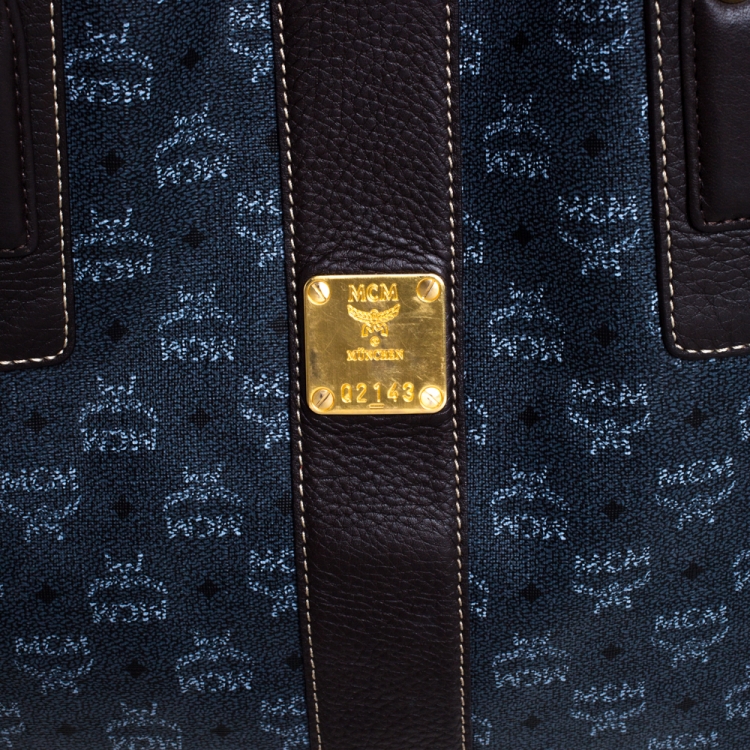 Pre Owned MCM Dark Grey/Brown Coated Canvas Reversible Shopper Tote 