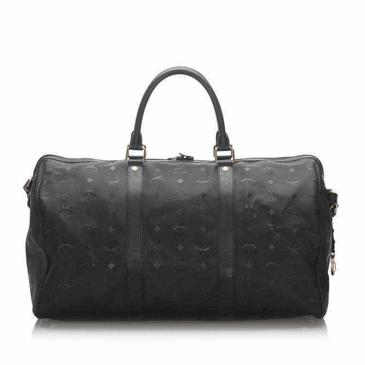 Pre Owned MCM Black Visetos PVC Duffle Bag