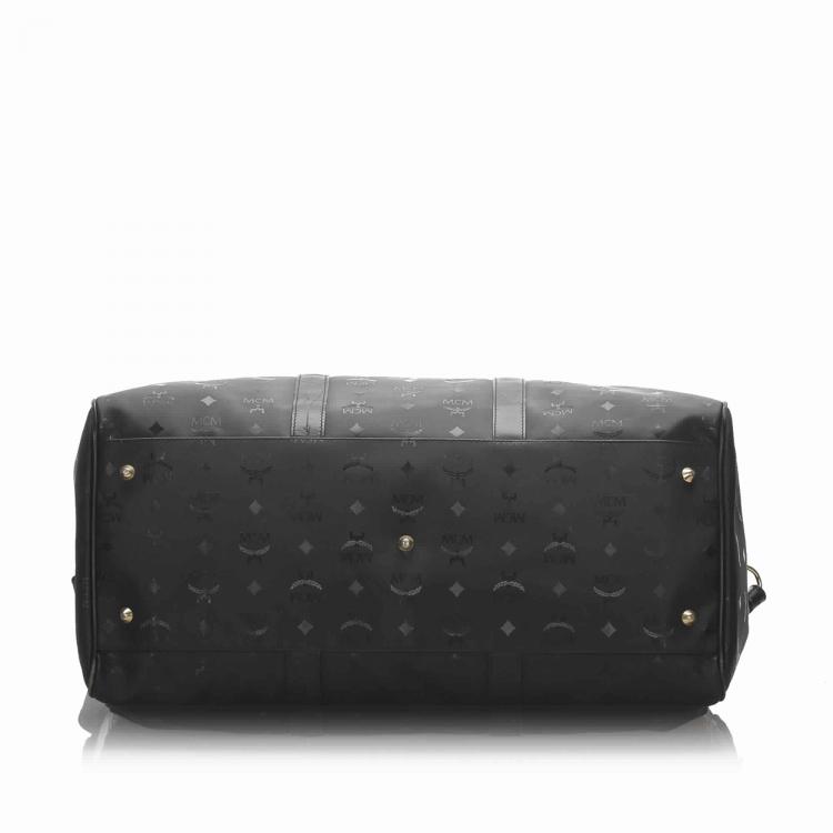 Pre Owned MCM Black Visetos PVC Duffle Bag