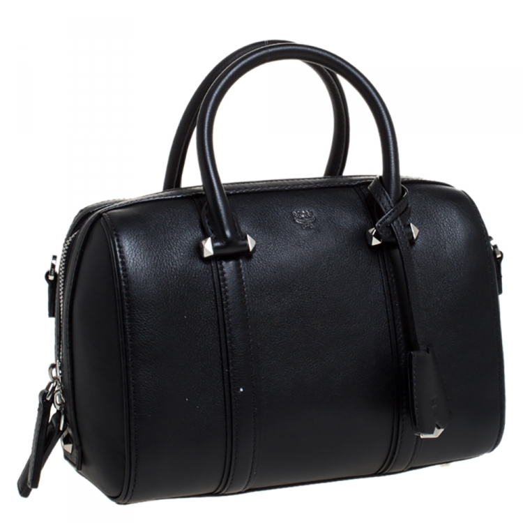 Pre Owned MCM Black Leather Ella Boston Bag