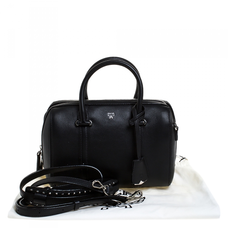 Pre Owned MCM Black Leather Ella Boston Bag