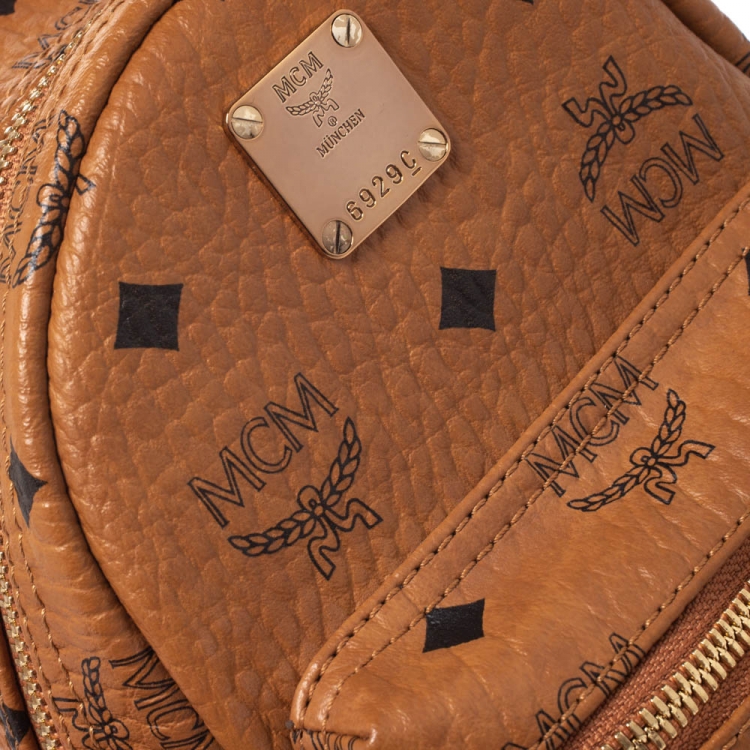 Pre Owned MCM Brown Visetos Coated Canvas X-Mini Bebe Boo Backpack