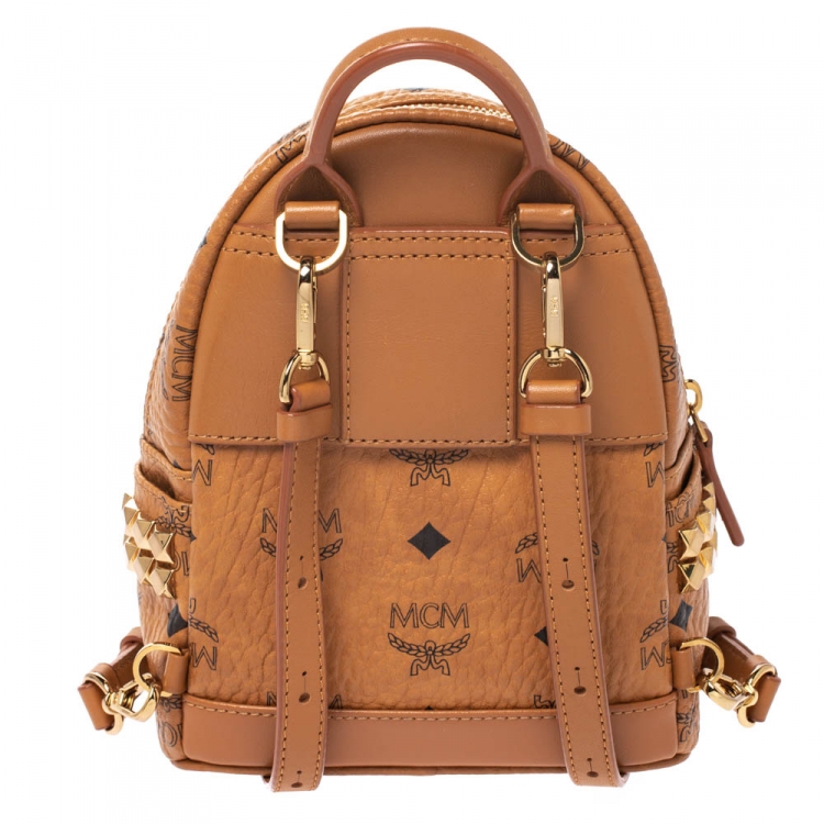 Pre Owned MCM Brown Visetos Coated Canvas X-Mini Bebe Boo Backpack