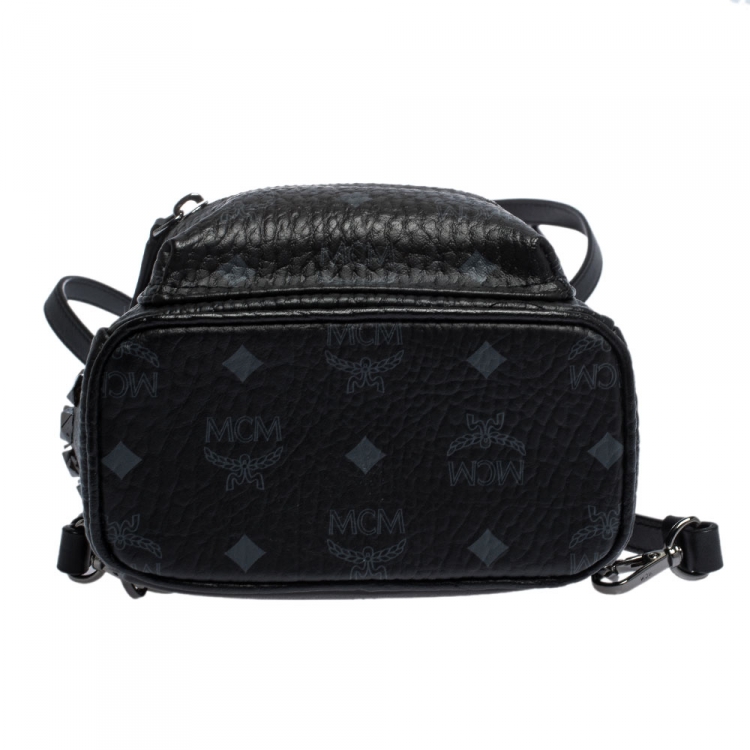 Pre Owned MCM Black Visetos Coated Canvas X-Mini Bebe Boo Backpack